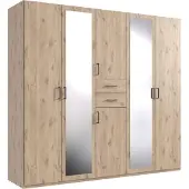 Wimex Drehtürenschrank "Dillingen", beige (viking, oak nachbildung), B:225cm H:208cm T:58cm, Holzwerkstoff, Schränke, Drehtürenschrank, Schubladen auf bequemer Zugriffshöhe, mit Spiegel
