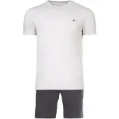 JOOP! Shorty JOOP, Herren, Gr. M, grau (grau anthrazit), Obermaterial: 96% Baumwolle, 4% Elasthan, unifarben, bequem kurz, Rundhals, Homewear-Sets Shorty, mit Rundhalsausschnitt und kurzem Arm