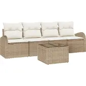 vidaXL Gartensofa-set Beige 55 x 55 x 37 cm Poly-Rattan