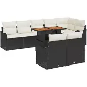 vidaXL Garten-Sofa-Set 9 stk. 8-Sitzanzahl Schwarz und Creme