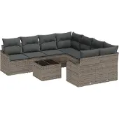 vidaXL Gartensofa-set 9 stk. 8-Sitzanzahl Grau