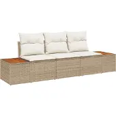 vidaXL Garten-Sofa-Set 3 stk. 3-Sitzanzahl Beige und Creme Poly Rattan