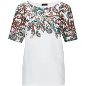 Goldner Kurzarmshirt "Elegantes Shirt mit Paisley-Design", Damen, Gr. 48, weiß (weiß, gemustert), Obermaterial: 100% Polyester PES., gerade, U-Boot-Ausschnitt, Gerade, Shirts Kurzarmshirt, Sonstige