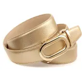 Anthoni Crown Ledergürtel , Damen, Gr. 110, gold, Rindsleder, unifarben, Gürtel Ledergürtel, Automatik Schließe, abgesteppte Ränder, leicht bombiert