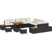 vidaXL Gartensofa-set 13 Stk. 12-Sitzanzahl Schwarz Poly Rattan