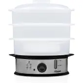 Tristar VS-3914 Dampfgarer BPA frei, 3 Korb/Körbe, Schwarz, Edelstahl, Durchscheinend, Arbeitsplatte, Drehregler, Vorderseite, 11 l
