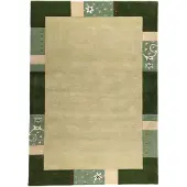 Theko Wollteppich "Royal Ganges" Gr. 4, grün, B:160cm H:13mm L:230cm, Viskose, Wolle, Teppiche, Wollteppich, 95% Wolle, mit Bordüre, auch in rund, Wohnzimmer, Schlafzimmer