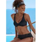LASCANA Bügel-Bikini-Top "Italy", Damen, Gr. 40, Cup E, schwarz, Microfaser, unifarben, Bikini-Oberteile Bügel-Bikini-Top, mit goldfarbigen Accessoire