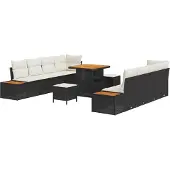 vidaXL Gartensofa-set 11 stk. 10-Sitzanzahl Schwarz Poly Rattan