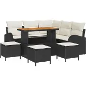 vidaXL Garten-Sofa-Set 9 stk. 8-Sitzanzahl Schwarz und Creme