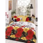 L'essentiel Maison , Bionca Perla - Yellow, Ranforce Doppel-Bettbezug-Set, 100 % BAUMWOLLE RANFORCE, Gelb, 200 x 220 cm