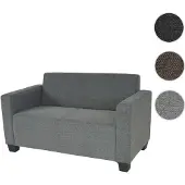 Mendler 2er Sofa Couch Lyon Loungesofa Stoff/Textil grau