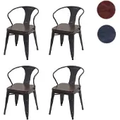 Mendler 4er-Set Esszimmerstuhl HWC-H10d, Stuhl Küchenstuhl, Chesterfield Metall Kunstleder Industrial Gastro schwarz-braun