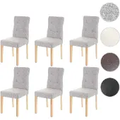 Mendler 6er-Set Esszimmerstuhl HWC-E58, Stuhl Essstühle Stoff/Textil grau, helle Beine