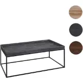 Mendler Couchtisch HWC-K71, Kaffeetisch Beistelltisch Tisch, Holz massiv Metall 46x110x60cm dunkelgrau
