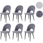 Mendler 6er-Set Esszimmerstuhl HWC-D73, Stuhl Küchenstuhl, Stoff/Textil dunkelgrau