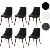 Generique 6er-Set Esszimmerstuhl HWC-A75, Besucherstuhl Küchenstuhl, Walnuss-Optik Bugholz Kunstleder schwarz
