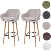 Generique 2er-Set Barhocker Malmö T381, Barstuhl Tresenhocker Textil, creme grau