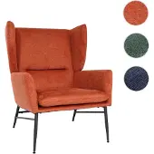 Mendler Lounge-Sessel HWC-L62, Ohrensessel Cocktailsessel Sessel Polstersessel, Stoff/Textil Metall terracotta-braun