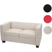 Mendler 2er Sofa Couch Loungesofa Lille Leder, creme