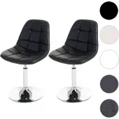 Mendler 2er-Set Esszimmerstuhl HWC-A60, Stuhl Drehstuhl, Chrom Kunstleder schwarz