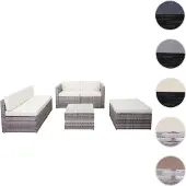 Mendler Poly-Rattan-Garnitur HWC-D24, Garten-/Lounge-Set Sofa grau, Polster creme