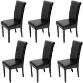 Mendler 6er-Set Esszimmerstuhl Stuhl Küchenstuhl Novara II, Leder schwarz, dunkle Beine