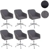 Generique 6er-Set Esszimmerstuhl HWC-A74, Drehstuhl Loungesessel, höhenverstellbar Textil, grau