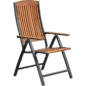 Merxx Gartensessel Athos, klappbar, Rückenlehne verstellbar - Aluminium/Akazie
