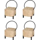 Mendler 4er-Set Esszimmerstuhl HWC-L76, Besucherstuhl Hocker, Industrial Metall Massiv-Holz MVG-, natur