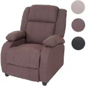Mendler Fernsehsessel Lincoln, Relaxsessel Liege Sessel, Stoff/Textil mahagony