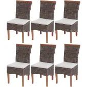 Generique 6er-Set Esszimmerstuhl Savona, Stuhl Küchenstuhl, Rattan mit Sitzkissen