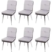 Mendler 6er-Set Esszimmerstuhl HWC-G48, Küchenstuhl Polsterstuhl Lehnstuhl, Kunstleder Samt - grau