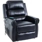 Mendler Fernsehsessel HWC-K63, Relaxsessel Sessel, Liegefunktion Aufstehhilfe Massage Heizfunktion, Kunstleder schwarz