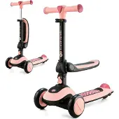 Kinderkraft HALLEY 2in1 - Laufrad & Dreirad Roller, für 1- bis 5-Jährige, leuchtende PolyurethanRäder, verstellbarer Lenker, nur 3 kg leicht - Rosa