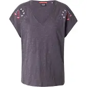 Scotch & Soda Embroidered Kurzarm-t-shirt Mit V-ausschnitt