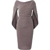 Vera Mont Cocktailkleid "Cocktailkleid im Glitzer-Look", Damen, Gr. 46, EURO, grau (taupe, silber), Obermaterial: 87% Polyamid PA. 9% Polyester PES. 4% Elasthan EL., Kleider Cocktailkleid