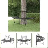 The Living Store Baumbank Halbrund Ø159 cm Schwarz Stahl