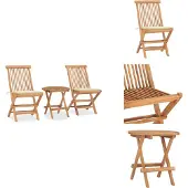 vidaXL 3-tlg. Garten-Essgruppe mit Kissen Klappbar Massivholz Teak - Gartenmöbel-Sets