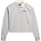 Superdry für Damen. W2012352A Rugby-Poloshirt weiß (L), Lässig, Grau, Baumwolle, Langarm