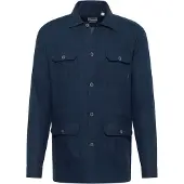 Eterna Langarmhemd "MODERN FIT", Herren, Gr. 40, Normalgrößen, blau (navy), 100% Leinen, tailliert, Manschette, Hemden Langarmhemd, EASY IRON (bügelleicht)
