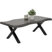 Hela Couchtisch Gerd mit Baumkantenoptik-Nachbildung Wildeiche Grau- Metall X-Gestell-großer Ablage-110x60cm