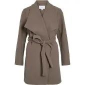 Vila Kurzmantel "VICOOLEY COLLAR BELT COAT - NOOS", Damen, Gr. 42, grün (falcon), Web, Obermaterial: 100% Polyester, unifarben, regular fit kniefrei, V-Ausschnitt, Mäntel Kurzmantel