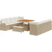 vidaXL Garten-Sofa-Set 11 Stk. 10-Sitzanzahl Beige