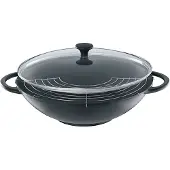 Küchenprofi Wokpfanne Provence Gusseisen mit Glasdeckel Ø36cm schwarz