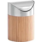 Zeller Tischrestebehälter PRESENT "Bamboo", braun (braun, silberfarben), H:17cm Ø:12cm, Bambus, Mülleimer, Tischrestebehälter, aus hochwertigem Edelstahl