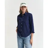 Gant für Damen. 4300348 Klassisches Regular Fit Hemd aus marineblauem Popeline (36), Lässig, Baumwolle, Langarm