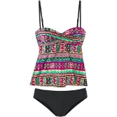 Buffalo Bügel-Tankini , Damen, Gr. 38, Cup D, pink (pink bedruckt), Polyester, bedruckt, Bikini-Sets Bügel-Tankini, mit farbenfrohen Design