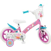 Toimsa Kinderfahrrad 12 Zoll Peppa Pig rosa mit Stützraedern für Maedchen 3-5 Jahre