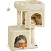 Feandrea Kratzbaum klein, 65 cm, Katzenhaus, große Plattform, Sisalstämme
